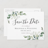 Eukalyptus Watercolor Wedding Save the Date Postkarte (Vorne/Hinten)