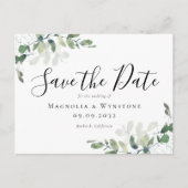 Eukalyptus Watercolor Wedding Save the Date Postkarte (Vorderseite)