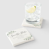 Eukalyptus Watercolor Wedding Save the Date Steinuntersetzer (Seitenansicht)