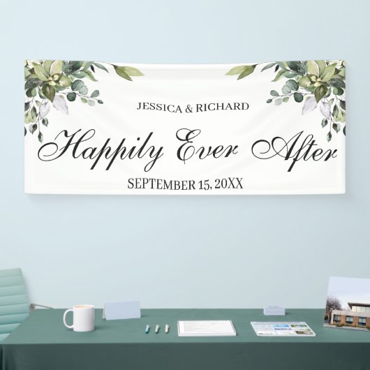 Eukalyptus Watercolor Wedding Sign Banner (Messe)