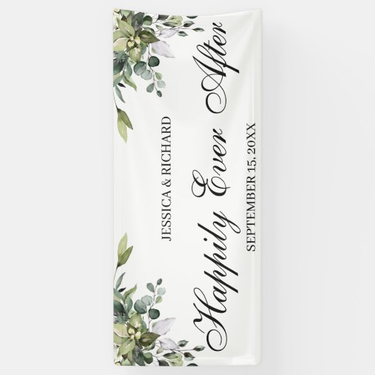 Eukalyptus Watercolor Wedding Sign Banner (Vertikal)