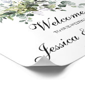Eukalyptus Watercolor Wedding Welcome Poster Sign (Ecke)