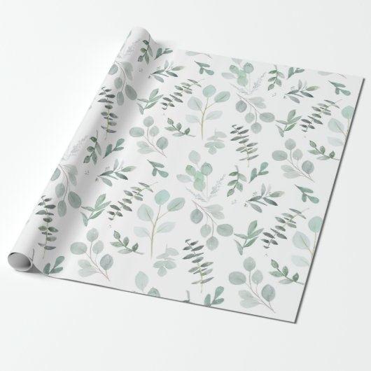 Eukalyptus Watercolor Wrapping Paper Geschenkpapier (Ungerollt)