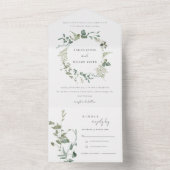 Eukalyptus Watercolor Wreath Wedding All In One Einladung (Innen Boden)