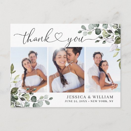 Eukalyptus Wedding 3 Foto Vielen Dank Postkarte (Vorderseite)