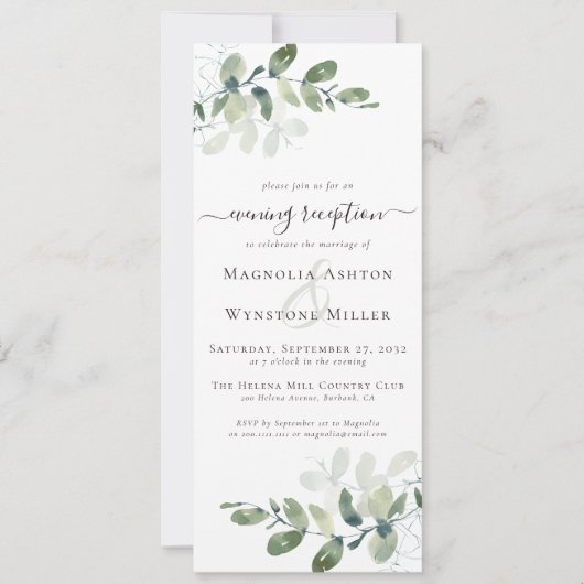 Eukalyptus Wedding Abend Empfang Digital Evite Einladung (Vorderseite)