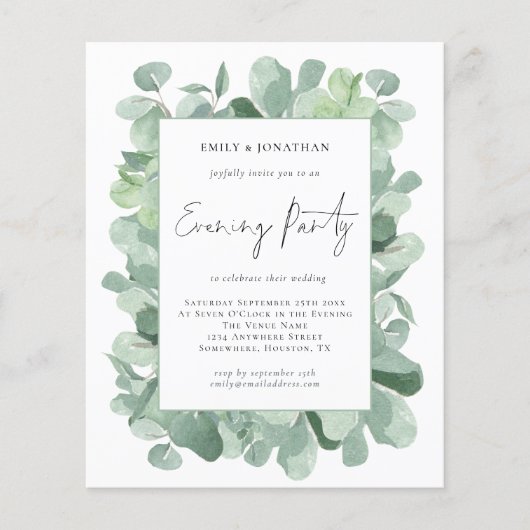 Eukalyptus Wedding Abend Party (Vorderseite)