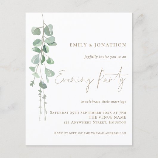 Eukalyptus Wedding Abend Party Gold (Vorderseite)