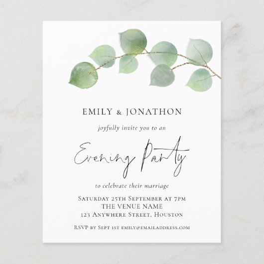 Eukalyptus Wedding Abend Party laden (Vorderseite)