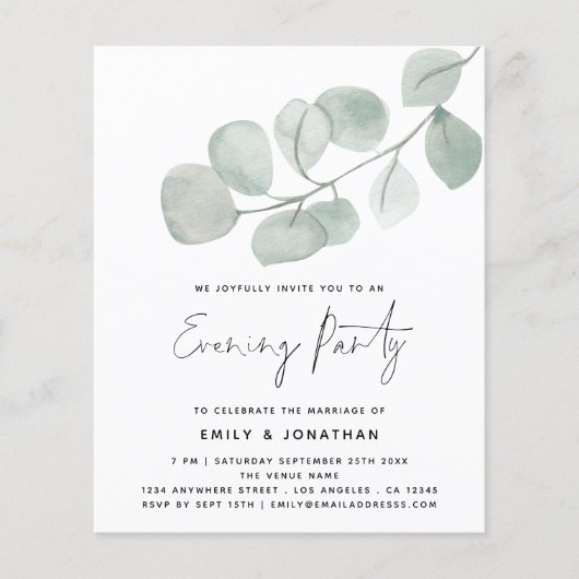 Eukalyptus Wedding Abend Party laden (Vorderseite)