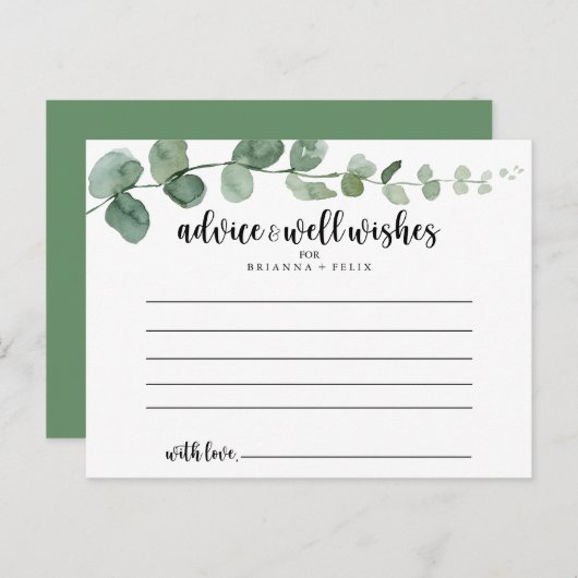 Eukalyptus Wedding Advice Card Postkarte (Vorne/Hinten)