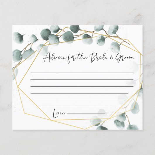 Eukalyptus Wedding Advice Cards Flyer (Vorne)
