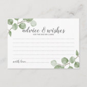Eukalyptus Wedding Advisor und Wünsche Hinweiskarte (Vorderseite)