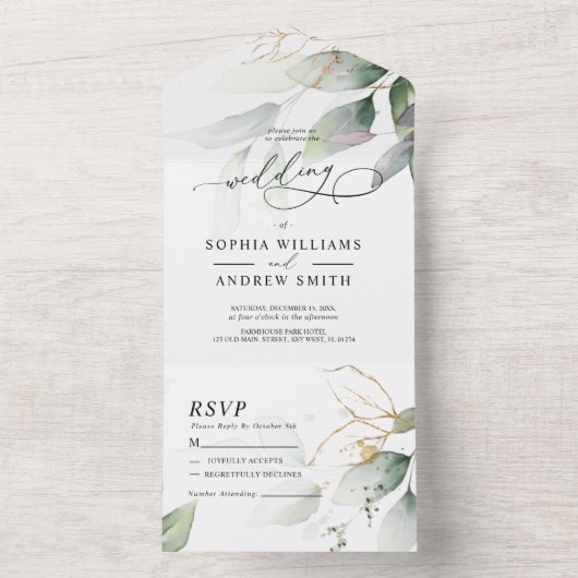 Eukalyptus Wedding All in One All In One Einladung (Innen Boden)