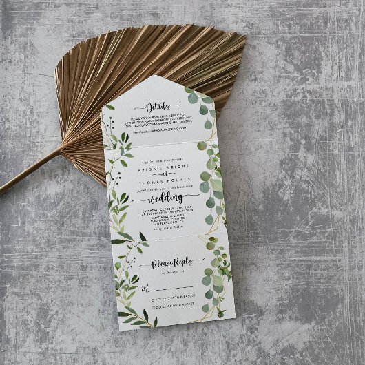 Eukalyptus Wedding All In One Einladung
