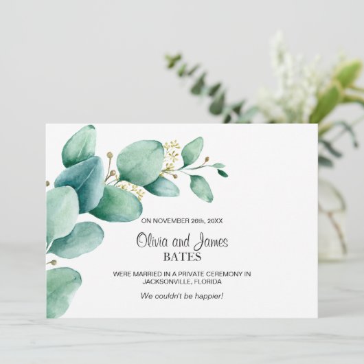 Eukalyptus Wedding Ankündigung (Stehend Vorderseite)