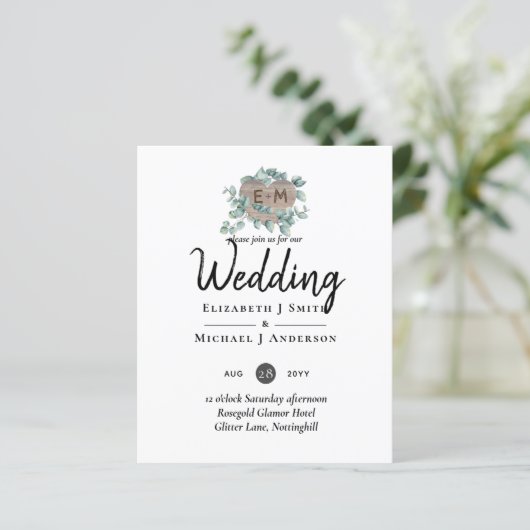 Eukalyptus Wedding - Aquarellengrössenmonogramm (Stehend Vorderseite)