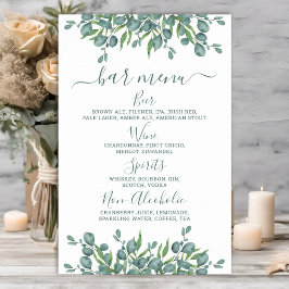 Eukalyptus Wedding Bar Personalisiert Drink Menu Poster