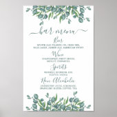 Eukalyptus Wedding Bar Personalisiert Drink Menu Poster (Vorne)