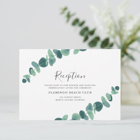 Eukalyptus Wedding Begleitkarte (Stehend Vorderseite)