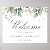 Eukalyptus Wedding Begrüßungszeichen Poster (Vorne)