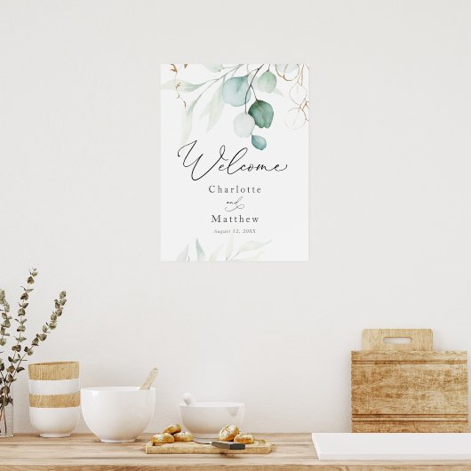 Eukalyptus Wedding-Begrüßungszeichen Poster (Küche)