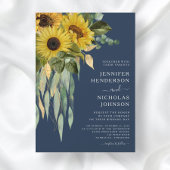 Eukalyptus Wedding Blue Floral Sunflower Einladung