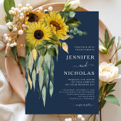 Eukalyptus Wedding Blue Floral Sunflower Einladung