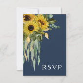 Eukalyptus Wedding Blue Floral Sunflower RSVP Karte (Rückseite)