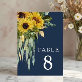 Eukalyptus Wedding Blue Floral Sunflower Tischnummer