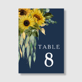 Eukalyptus Wedding Blue Floral Sunflower Tischnummer