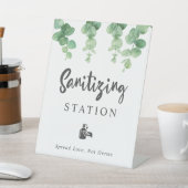 Eukalyptus Wedding Botanical Sanitizstation Sockelschild (In SItu)