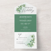 Eukalyptus Wedding Botanical Watercolor All In One Einladung (Innen Boden)