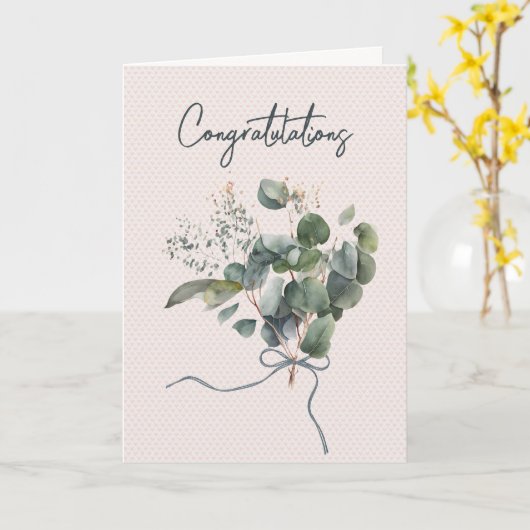 Eukalyptus Wedding Bouquet on Hearts Karte (Gelbe Blume)