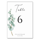 Eukalyptus Wedding Calligraphy Tischnummer (Rückseite)
