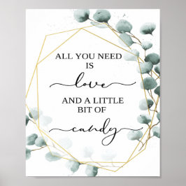 Eukalyptus Wedding Candy Bar Sign Poster