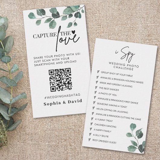 Eukalyptus Wedding Capture the Liebe QR Code Begleitkarte