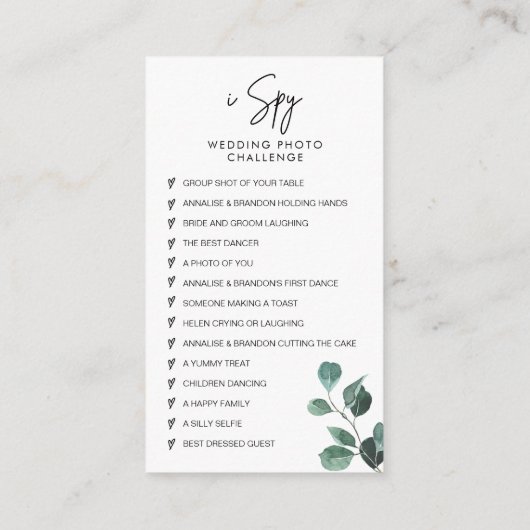 Eukalyptus Wedding Capture the Liebe QR Code Begleitkarte (Rückseite)