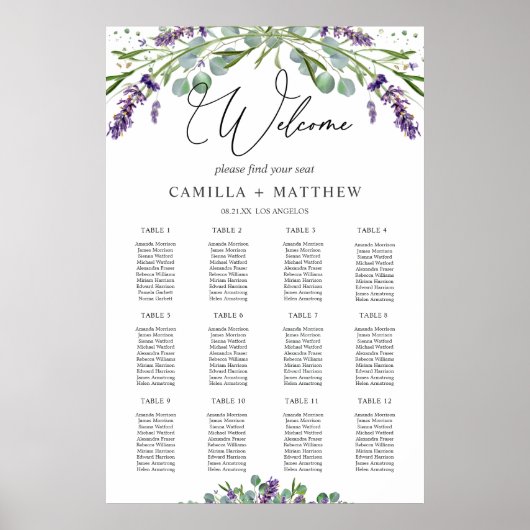 Eukalyptus Wedding Chart Poster (Vorne)