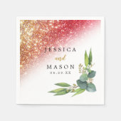 Eukalyptus Wedding Cocktail funkelnd Glitzer Serviette (Vorderseite)