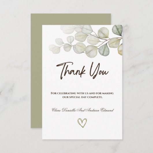 Eukalyptus Wedding Dankeskarte (Vorne/Hinten)