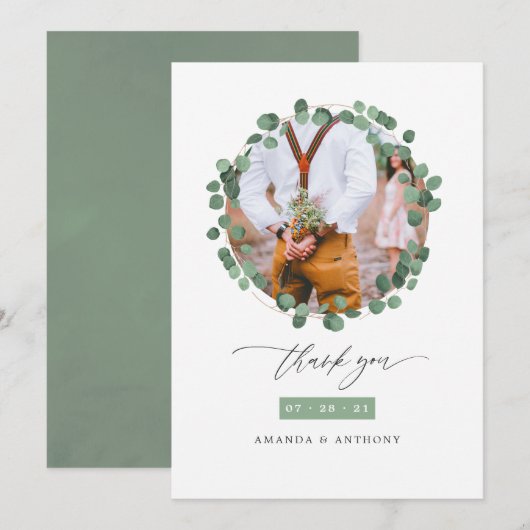 Eukalyptus Wedding Dankeskarte (Vorne/Hinten)