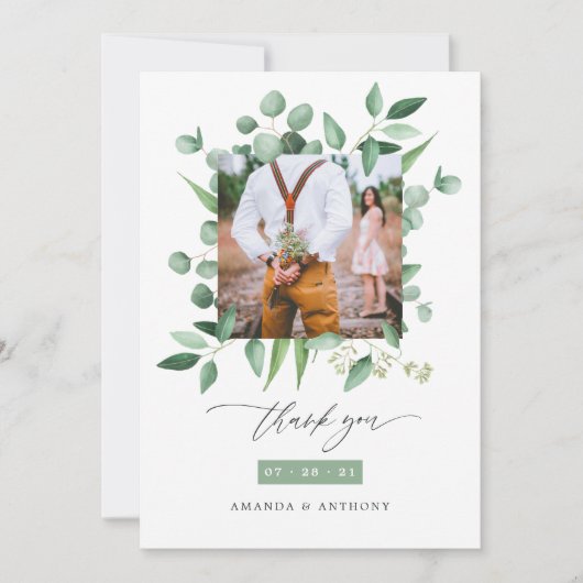 Eukalyptus Wedding Dankeskarte (Vorderseite)