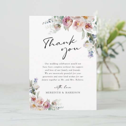 Eukalyptus Wedding Dankeskarte (Stehend Vorderseite)