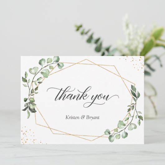 Eukalyptus Wedding Dankeskarte (Stehend Vorderseite)