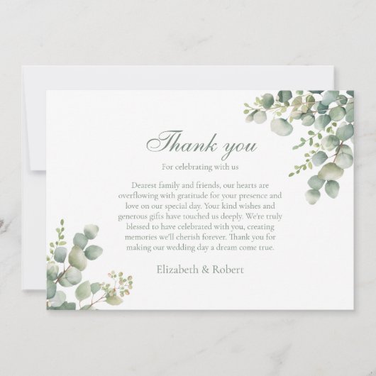 Eukalyptus Wedding Dankeskarte (Vorderseite)