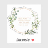 Eukalyptus Wedding Date Sticker für geometrisches  (Blatt)