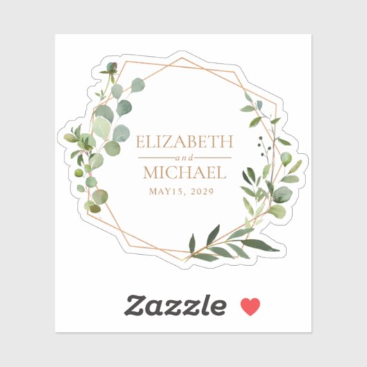 Eukalyptus Wedding Date Sticker für geometrisches (Blatt)