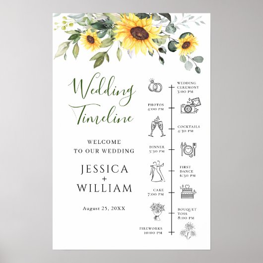 Eukalyptus Wedding Day Timeline Poster (Vorne)