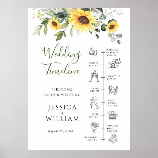 Eukalyptus Wedding Day Timeline Poster (Vorne)